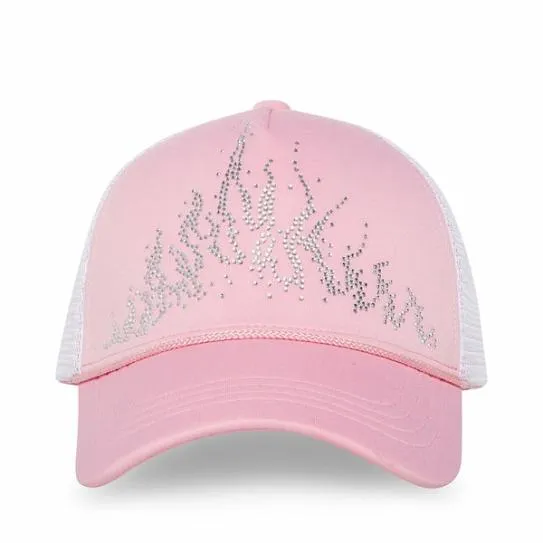 Accessories STONE FLAME TRUCKER HAT PINK Pink Steve Madden Hats Scarves and Gloves