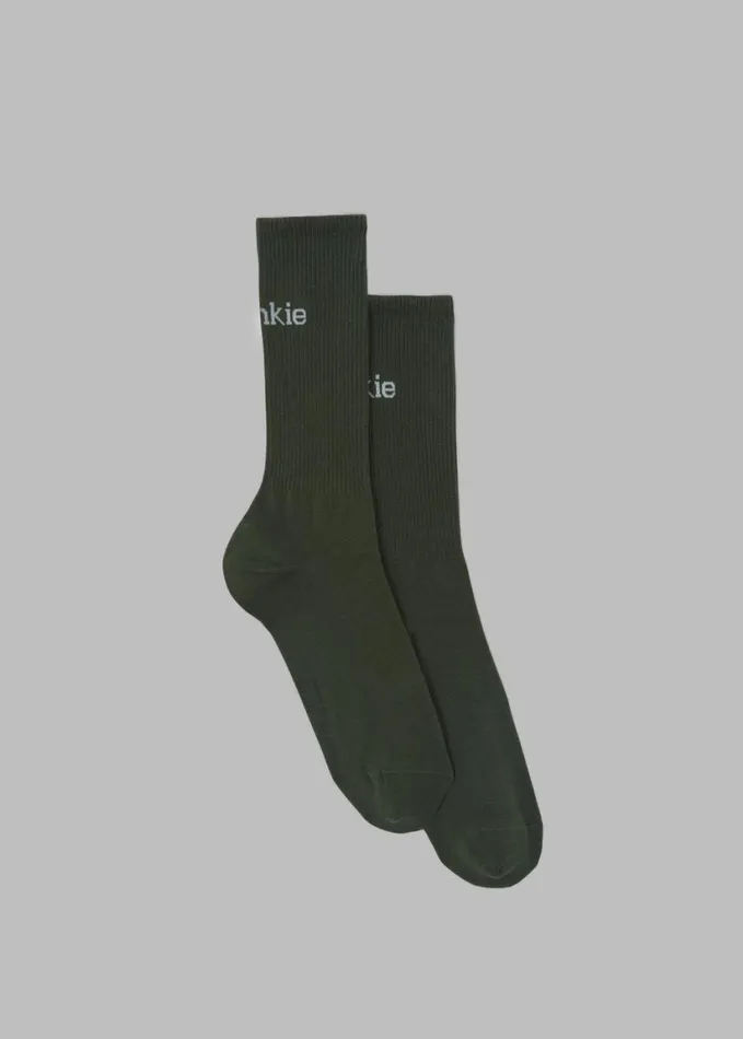 Accessories WomenMen The Frankie Shop Frankie In English Ribbed Socks 8211 Army Green