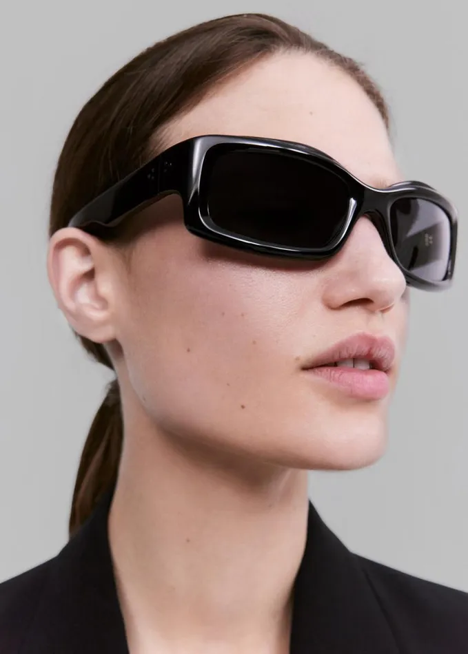 Accessories WomenMen The Frankie Shop Port Tanger Addis Sunglasses 8211 Black AcetateBlack Lens