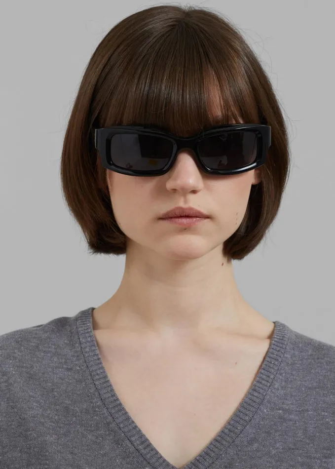 Accessories WomenMen The Frankie Shop Port Tanger Addis Sunglasses 8211 Black AcetateBlack Lens