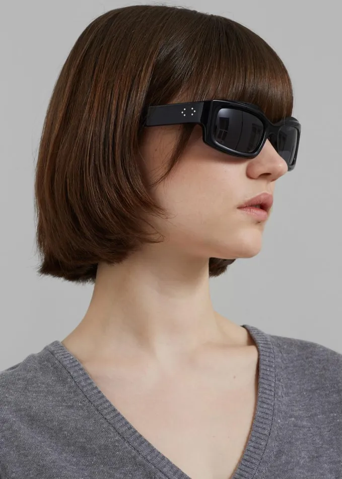 Accessories WomenMen The Frankie Shop Port Tanger Addis Sunglasses 8211 Black AcetateBlack Lens