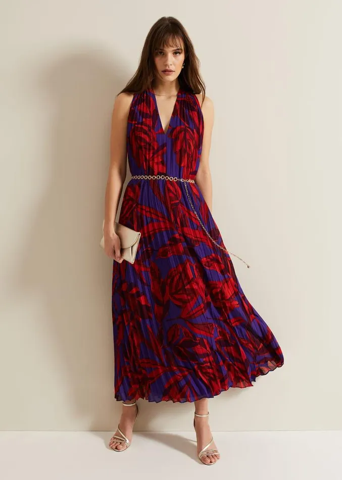 Adelaide Pleated Midaxi Dress Violet Women Phase Eight Dresses