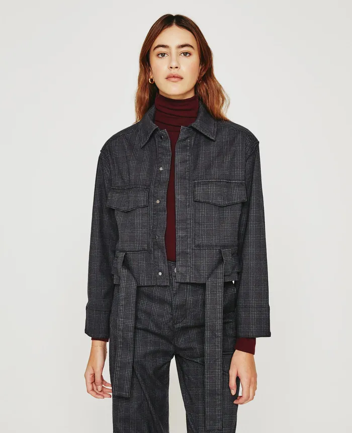 AG Jeans Jackets Women Elsie Belted Jacket SMALL RUE MAROON MULTI AG Jeans Jackets Women Elsie Belted Jacket SMALL RUE MAROON MULTI