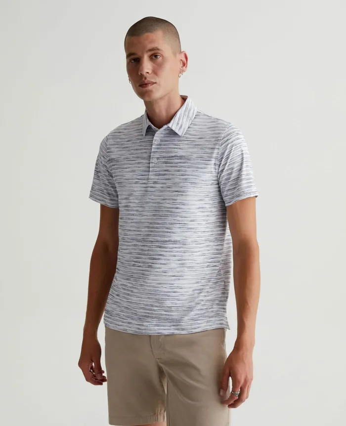AG Jeans Polos Men Bryce Polo SLUB STRIPE LIGHT GREY