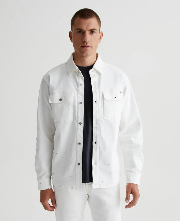 AG Jeans Shirts Men Elias Shirt Jacket TRUE WHITE PAINTED