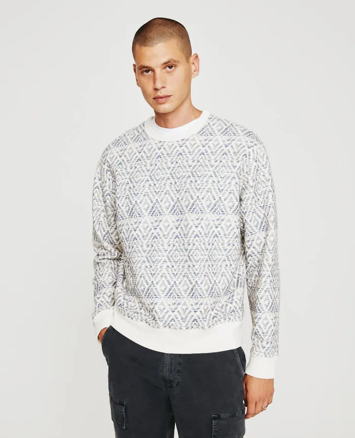 AG Jeans Sweatshirts Men Arc Crew DIAMOND CHEVRON BLUE MULTI