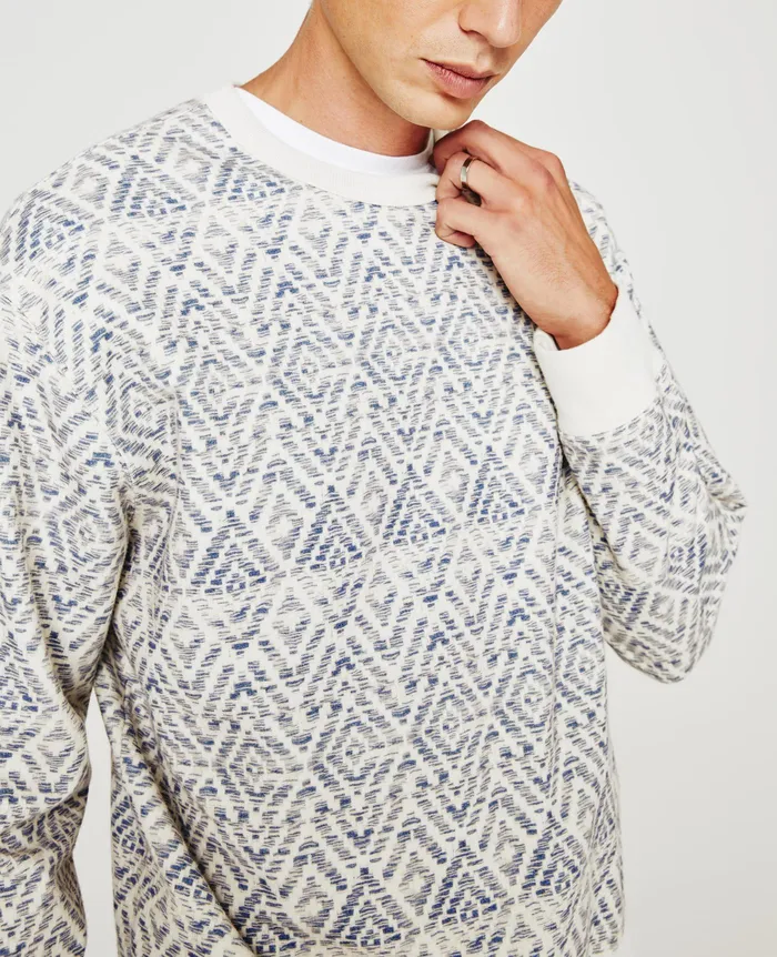 AG Jeans Sweatshirts Men Arc Crew DIAMOND CHEVRON BLUE MULTI AG Jeans Sweatshirts Men Arc Crew DIAMOND CHEVRON BLUE MULTI