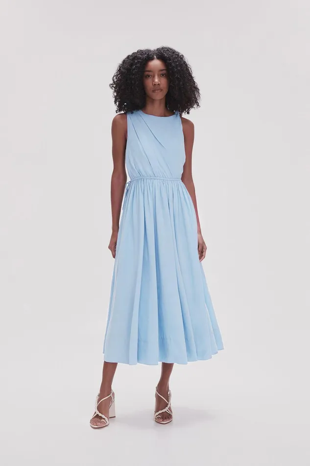 Aje Abbey Twisted Midi Dress Light Sky Blue Women Dresses