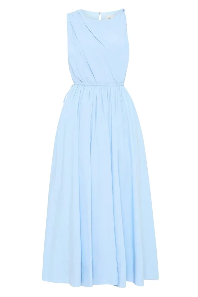 Aje Abbey Twisted Midi Dress Light Sky Blue Women Dresses