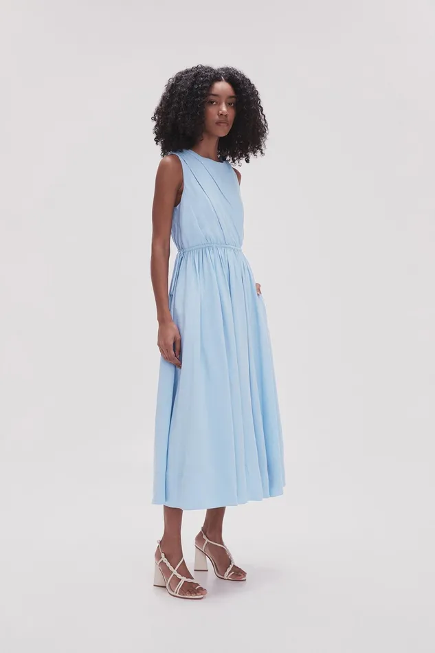 Aje Abbey Twisted Midi Dress Light Sky Blue Women Dresses