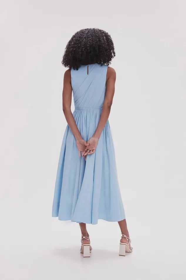 Aje Abbey Twisted Midi Dress Light Sky Blue Women Dresses