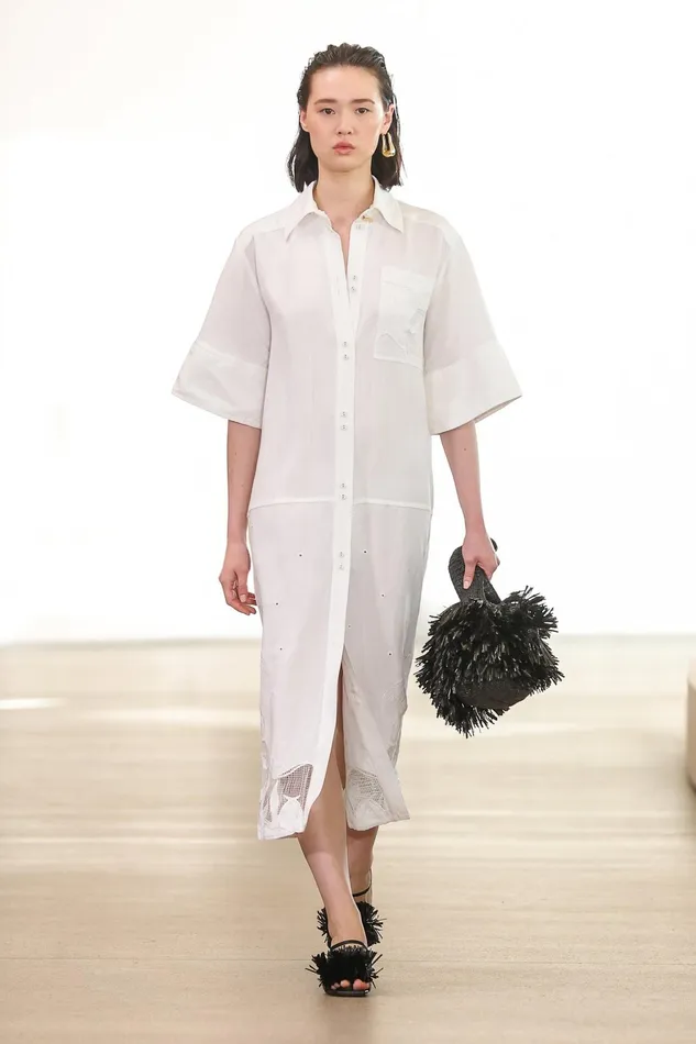 Aje Agua Embroidered Shirt Dress Ivory Women Dresses