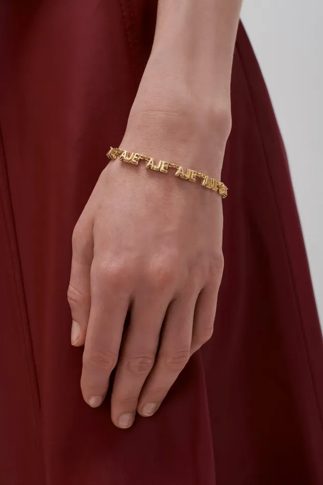 Aje Aje Block Logo Bracelet Gold Women Jewellery