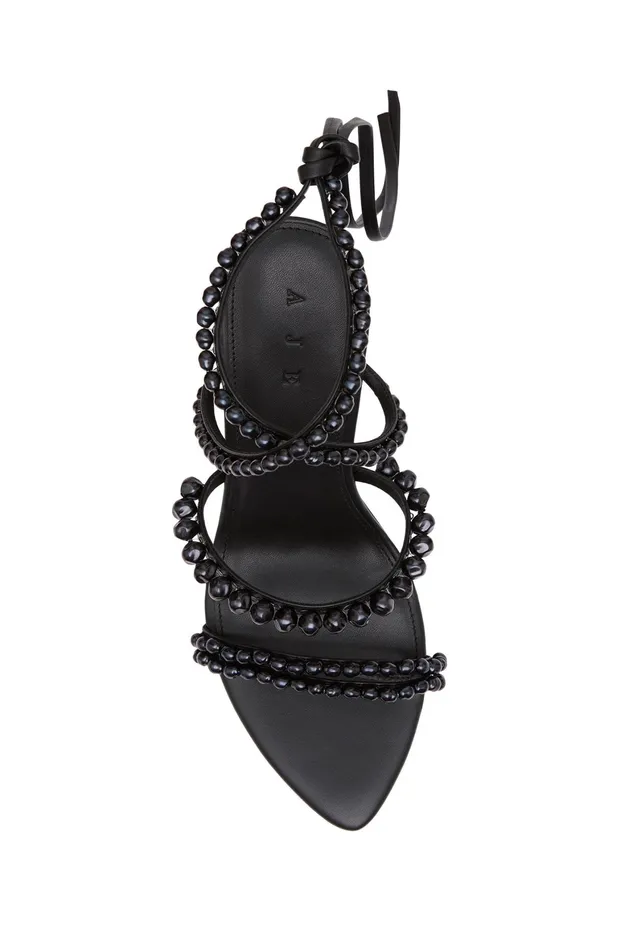 Aje Alba Pearl Sculptural Heel Black Women Shoes