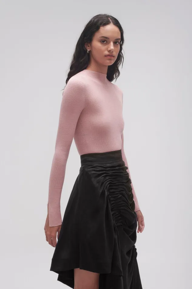 Aje Alina Rib Knit Top Blush Pink Women Knitwear and Jumpers