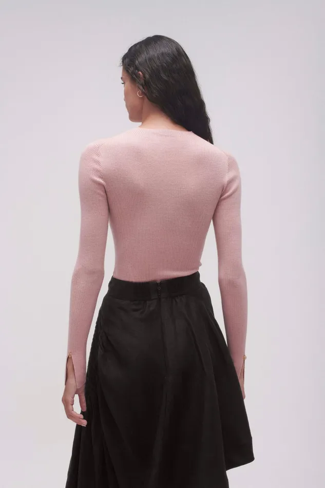 Aje Alina Rib Knit Top Blush Pink Women Knitwear and Jumpers