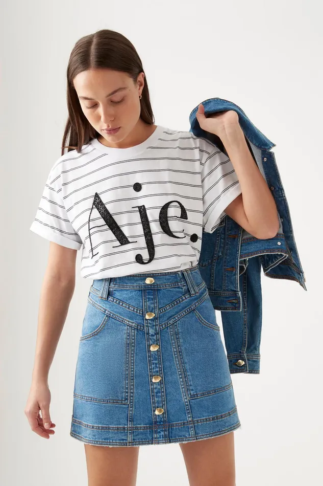 Aje Belmond Denim Mini Skirt 90039s Wash Women Denim