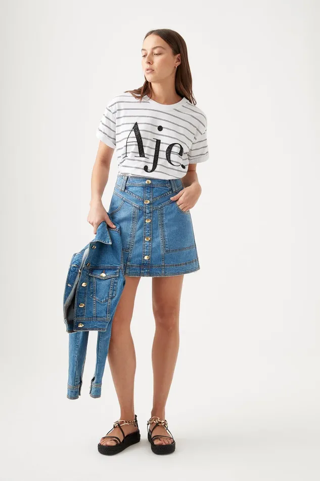 Aje Belmond Denim Mini Skirt 90039s Wash Women Denim