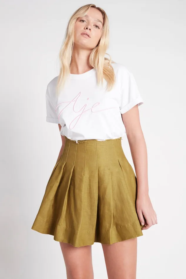 Aje Byblos Mini Skirt Olive Green Women Skirts