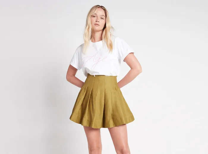 Aje Byblos Mini Skirt Olive Green Women Skirts