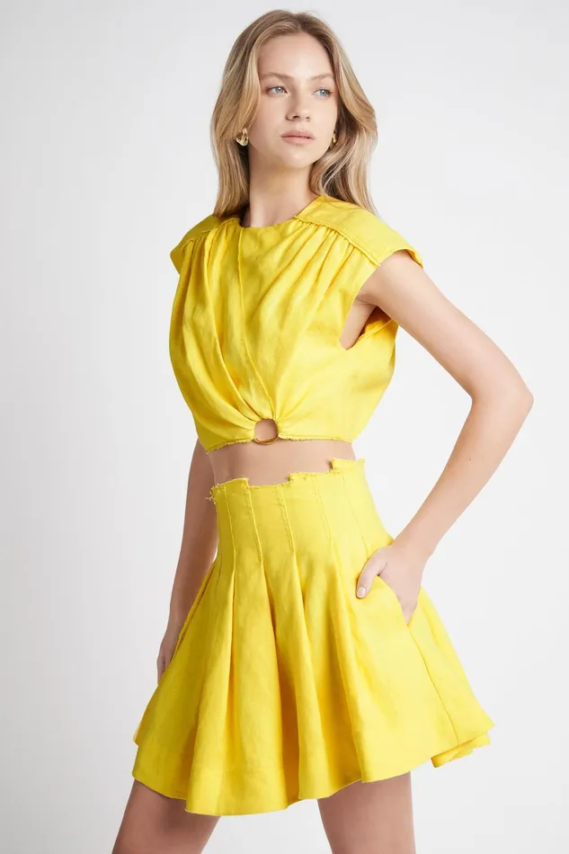Aje Byblos Mini Skirt Sunshine Yellow Women Skirts