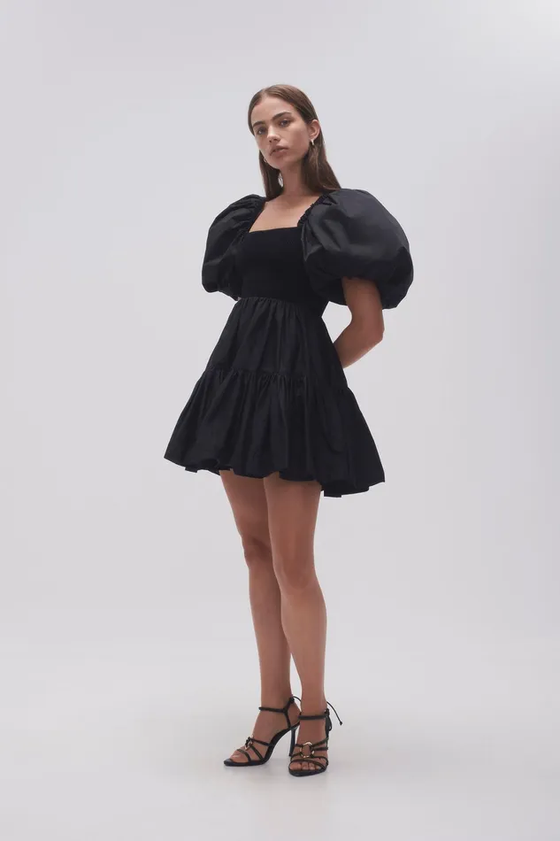 Aje Casa Puff Sleeve Mini Dress Black Women Dresses