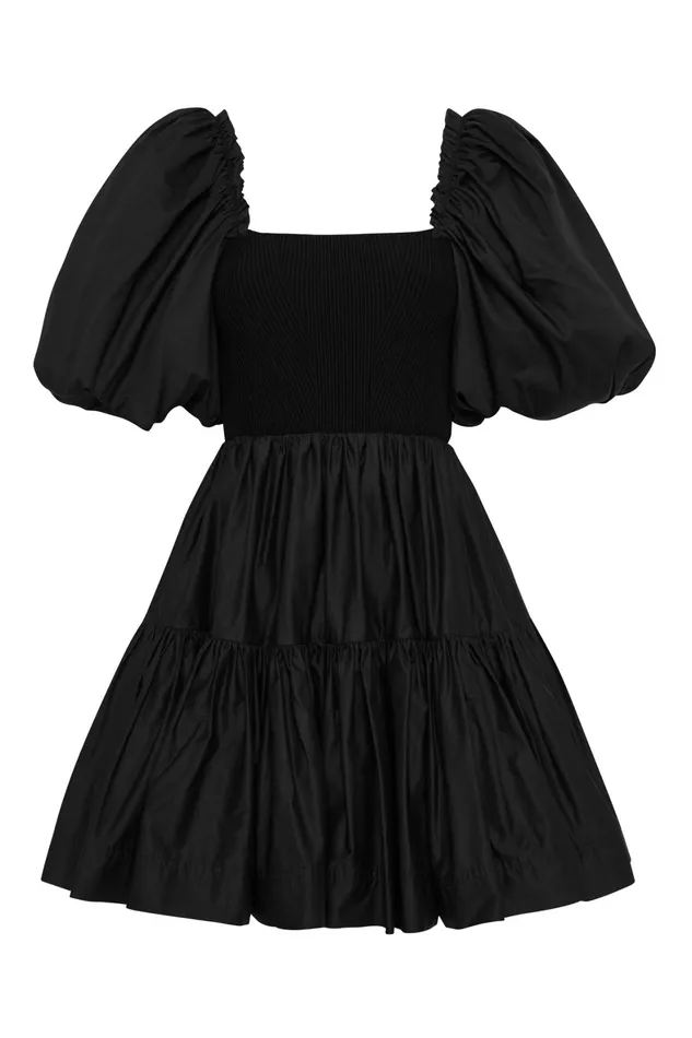 Aje Casa Puff Sleeve Mini Dress Black Women Dresses
