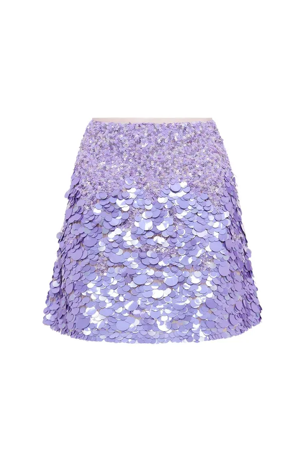 Aje Cherie Sequin Mini Skirt Lilac Women Skirts