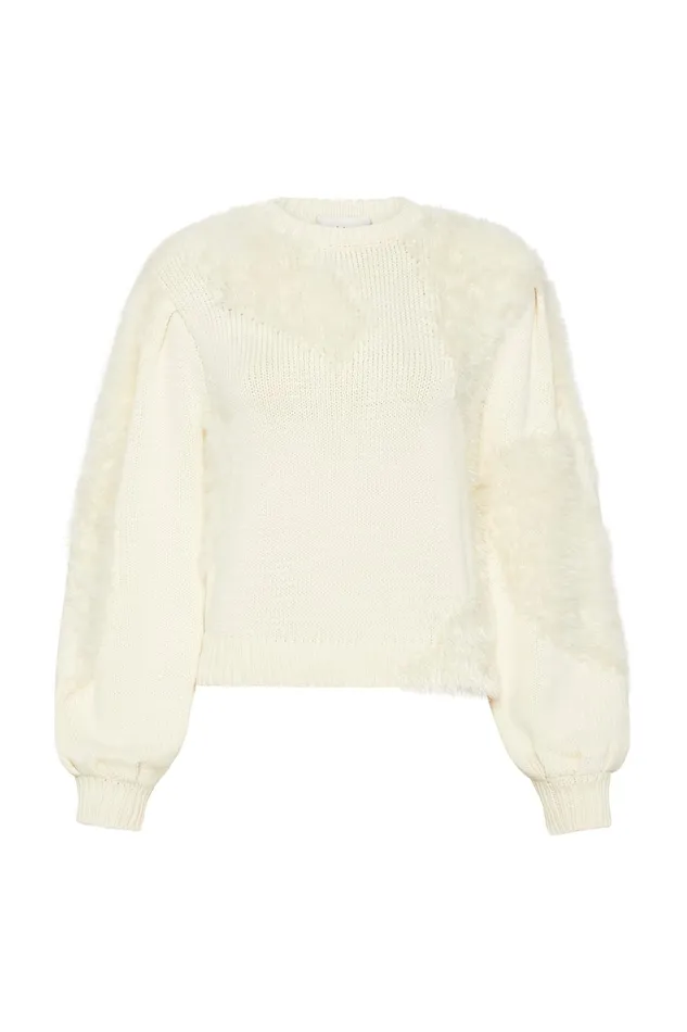 Aje Dominique Knit Jumper Whitewhite Women Knitwear and Jumpers