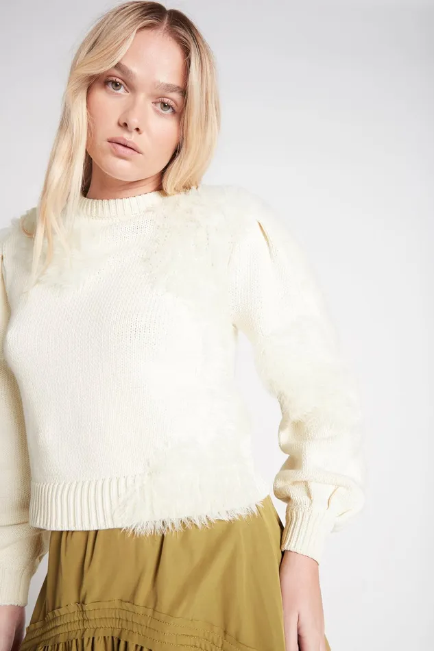 Aje Dominique Knit Jumper Whitewhite Women Knitwear and Jumpers