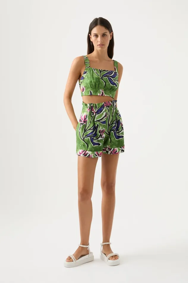 Aje Eden Tie Back Top Native Gumnut Floral Women Tops