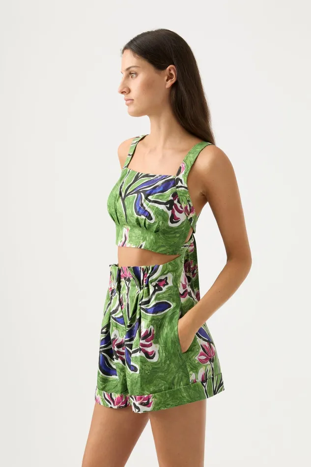 Aje Eden Tie Back Top Native Gumnut Floral Women Tops