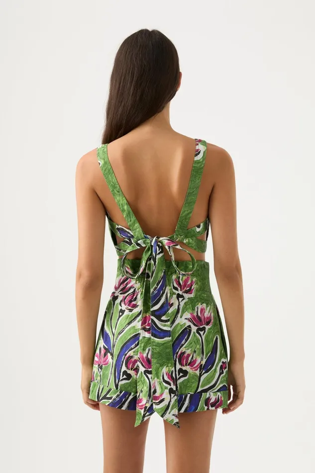Aje Eden Tie Back Top Native Gumnut Floral Women Tops