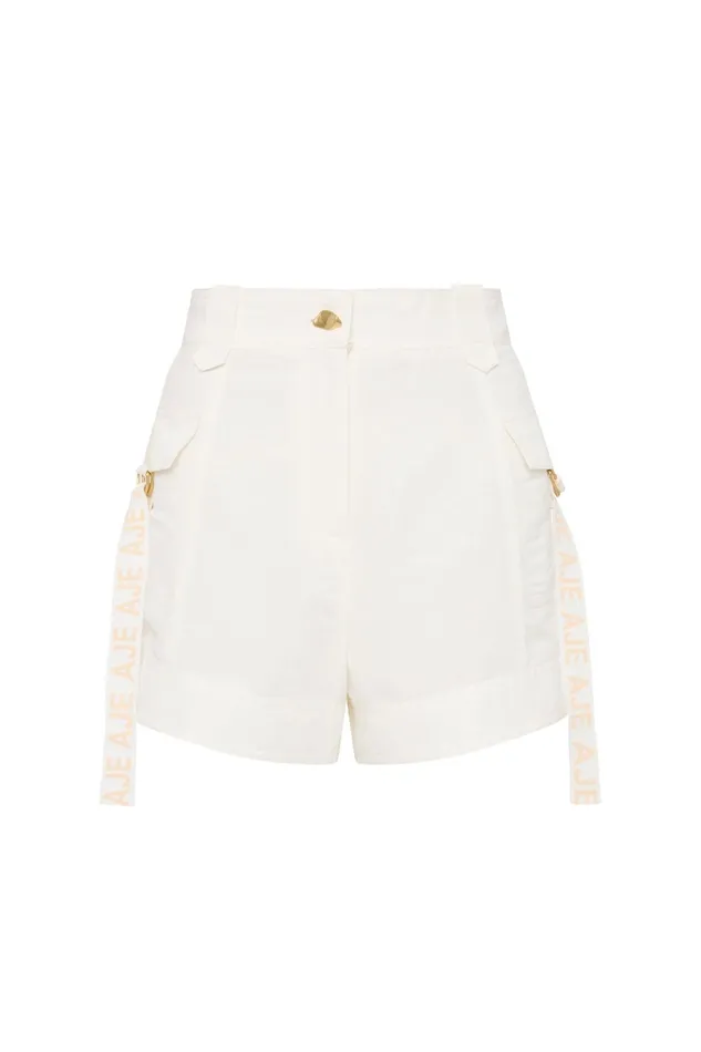 Aje Escapade Ribbon Logo Short Ivory Women Shorts
