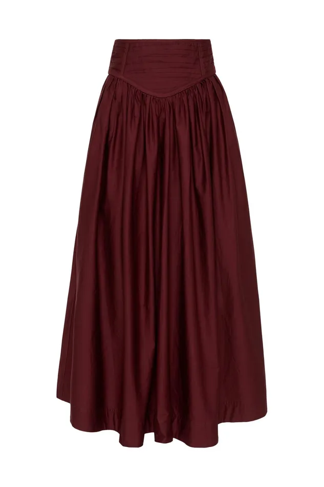 Aje Estelle Midi Skirt Chestnut Red Women Skirts