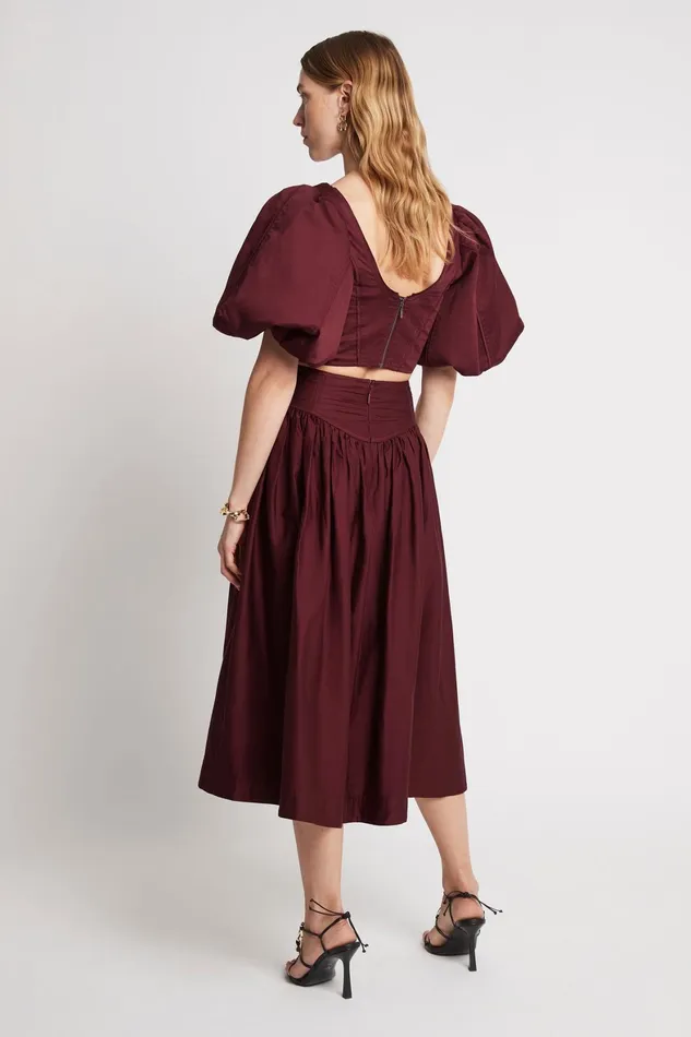 Aje Estelle Midi Skirt Chestnut Red Women Skirts