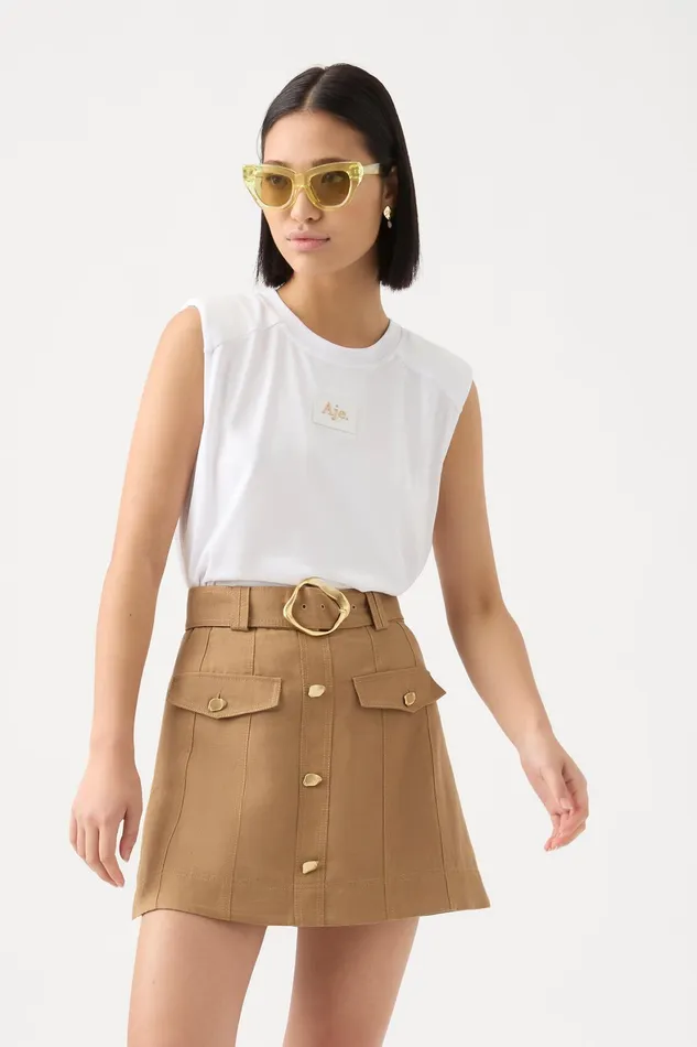 Aje Evie Tank White Women Tees