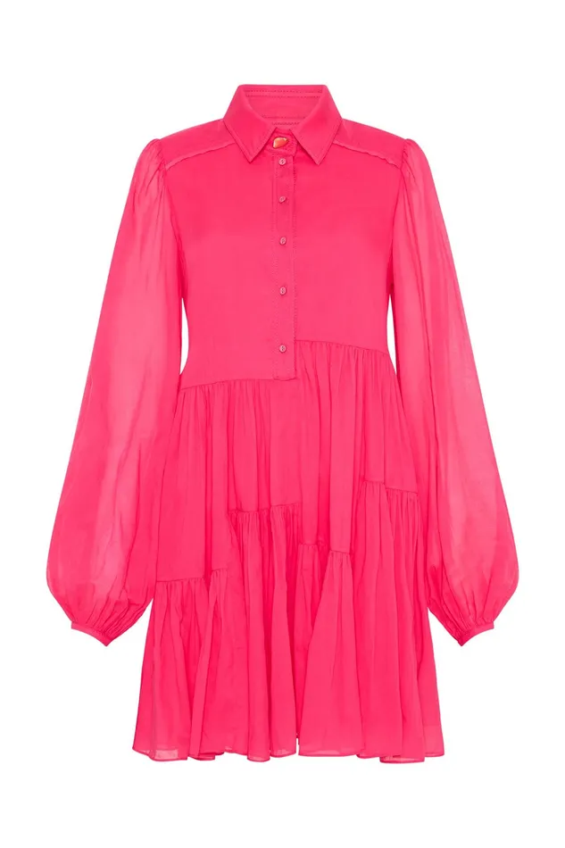 Aje Georgia Smock Mini Dress Bougainvillea Red Women Dresses