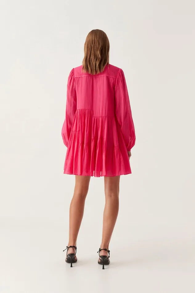 Aje Georgia Smock Mini Dress Bougainvillea Red Women Dresses