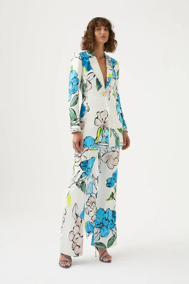 Aje Impressionist Tie Back Jacket Cool Camellia Women Blazers Jackets and Coats