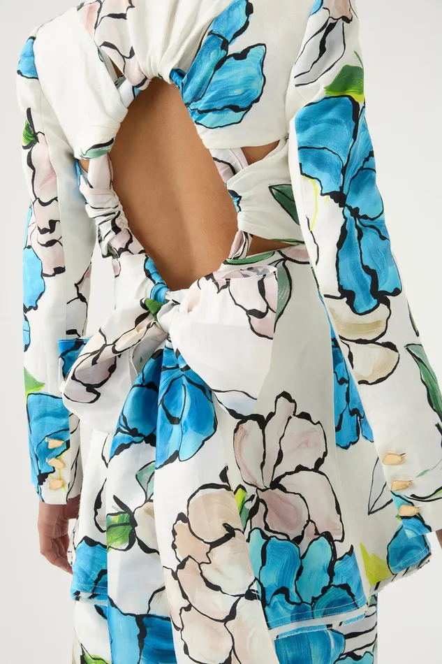 Aje Impressionist Tie Back Jacket Cool Camellia Women Blazers Jackets and Coats