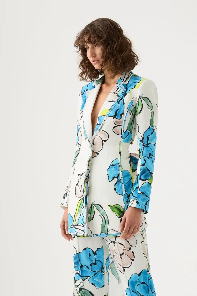 Aje Impressionist Tie Back Jacket Cool Camellia Women Blazers Jackets and Coats