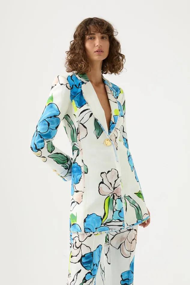 Aje Impressionist Tie Back Jacket Cool Camellia Women Blazers Jackets and Coats