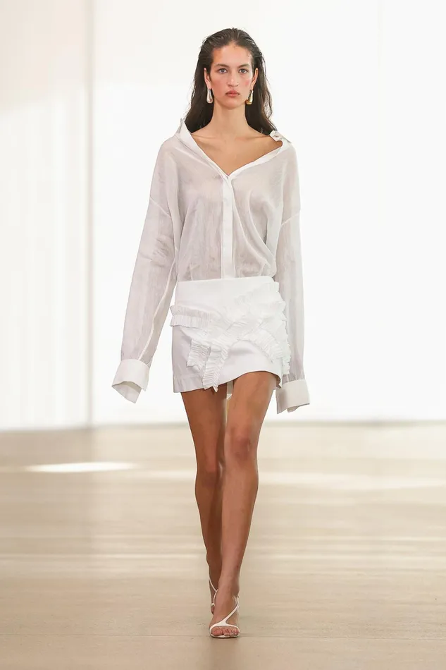 Aje Intuition French Cuff Shirt Ivory Women Tops