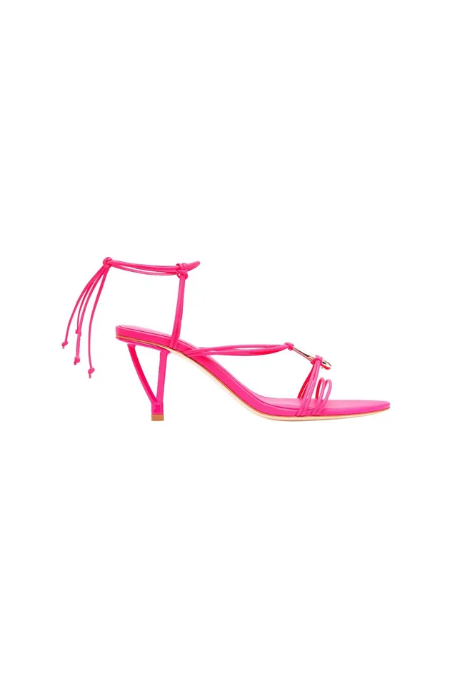 Aje Leda Sculptural Mid Heel Flamingo Pink Women Shoes