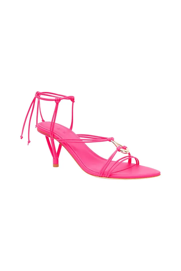 Aje Leda Sculptural Mid Heel Flamingo Pink Women Shoes
