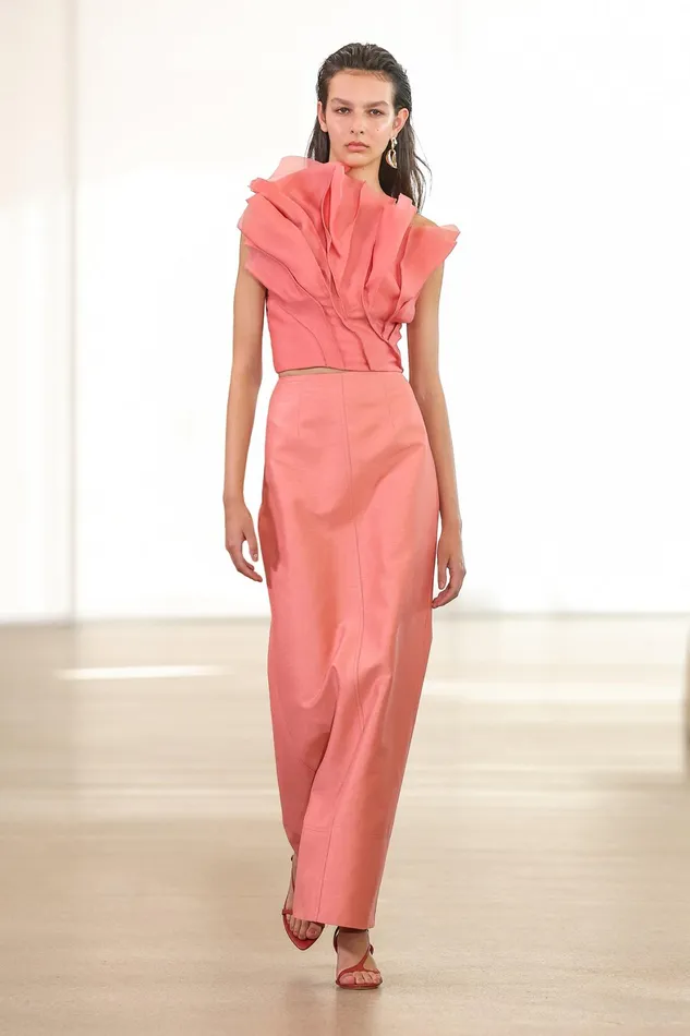 Aje Mary Column Midi Skirt Guava Pink Women Skirts