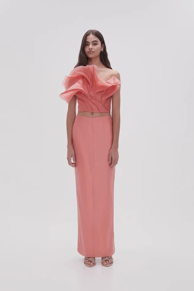 Aje Mary Column Midi Skirt Guava Pink Women Skirts