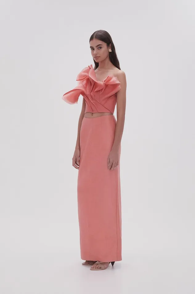 Aje Mary Column Midi Skirt Guava Pink Women Skirts