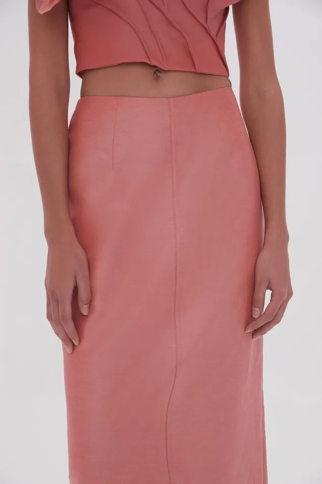 Aje Mary Column Midi Skirt Guava Pink Women Skirts
